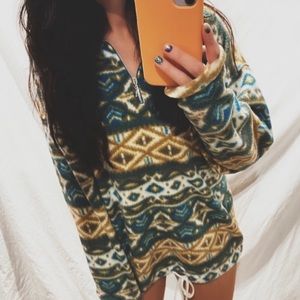 vintage southwestern tribal fleece quarter zip